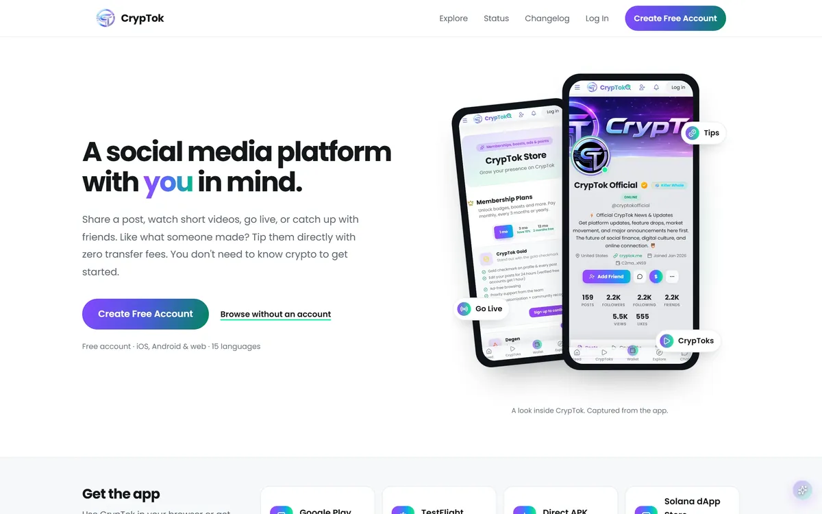 CrypTok website