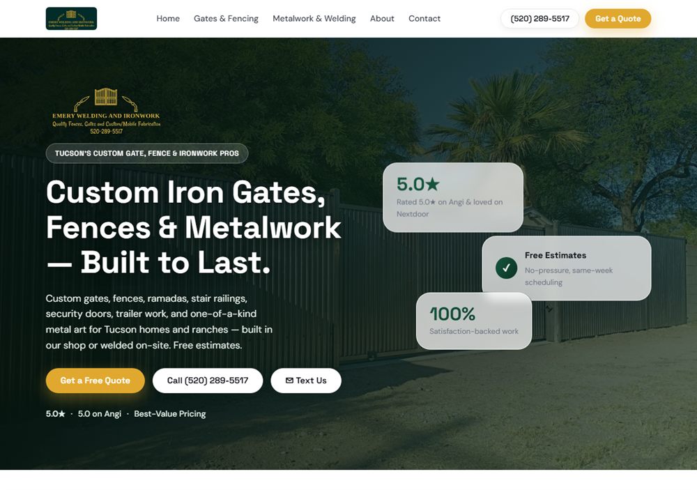 Emery Welding and Ironwork website