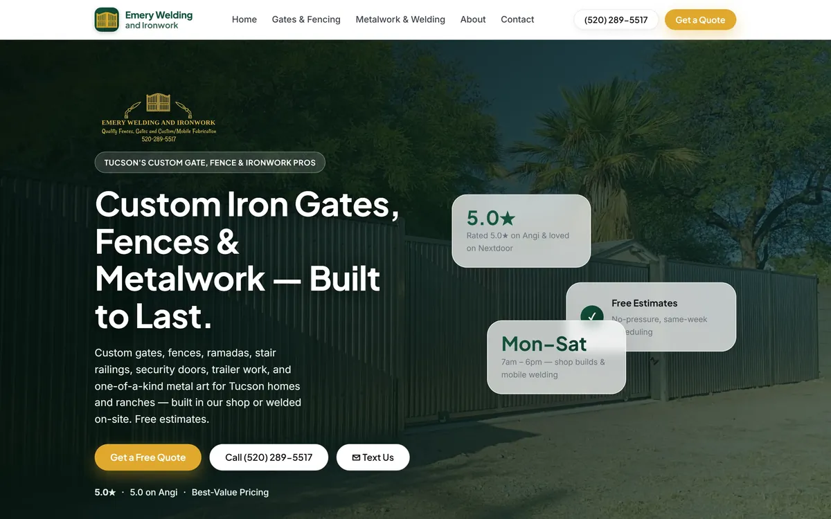 Emery Welding and Ironwork website
