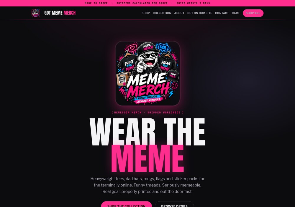 Got Meme Merch website